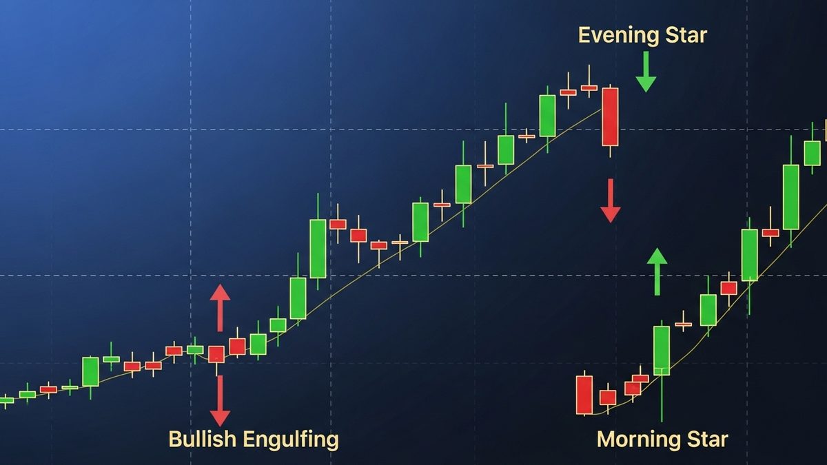 รูปแบบแท่งเทียนกลับตัว: Engulfing, Morning Star, Evening Star ฉบับสมบูรณ์