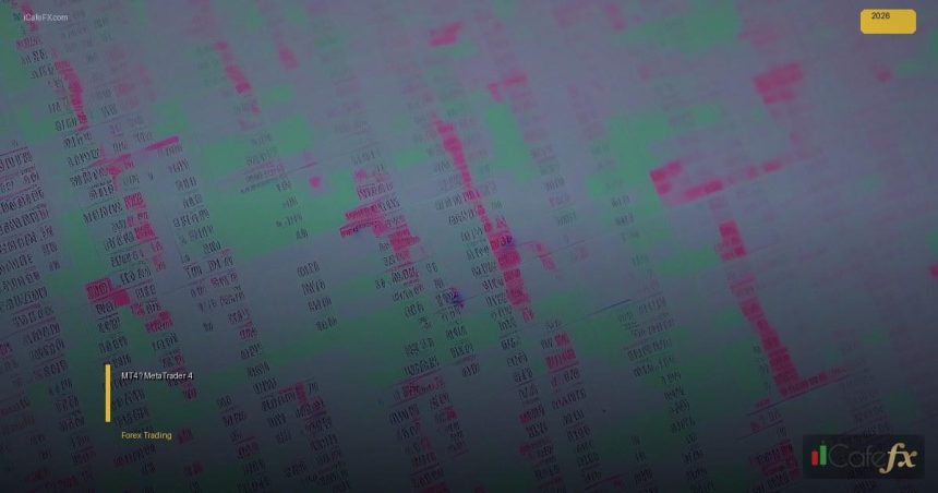 หน้าจอแพลตฟอร์ม MetaTrader 4 แสดงกราฟราคาแท่งเทียน รายการ Market Watch แถบเครื่องมือ และช่องสั่งซื้อขาย สำหรับเทรดเดอร์มือใหม่