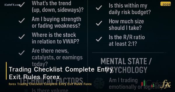 Trading Checklist Complete Entry Exit Rules Forex