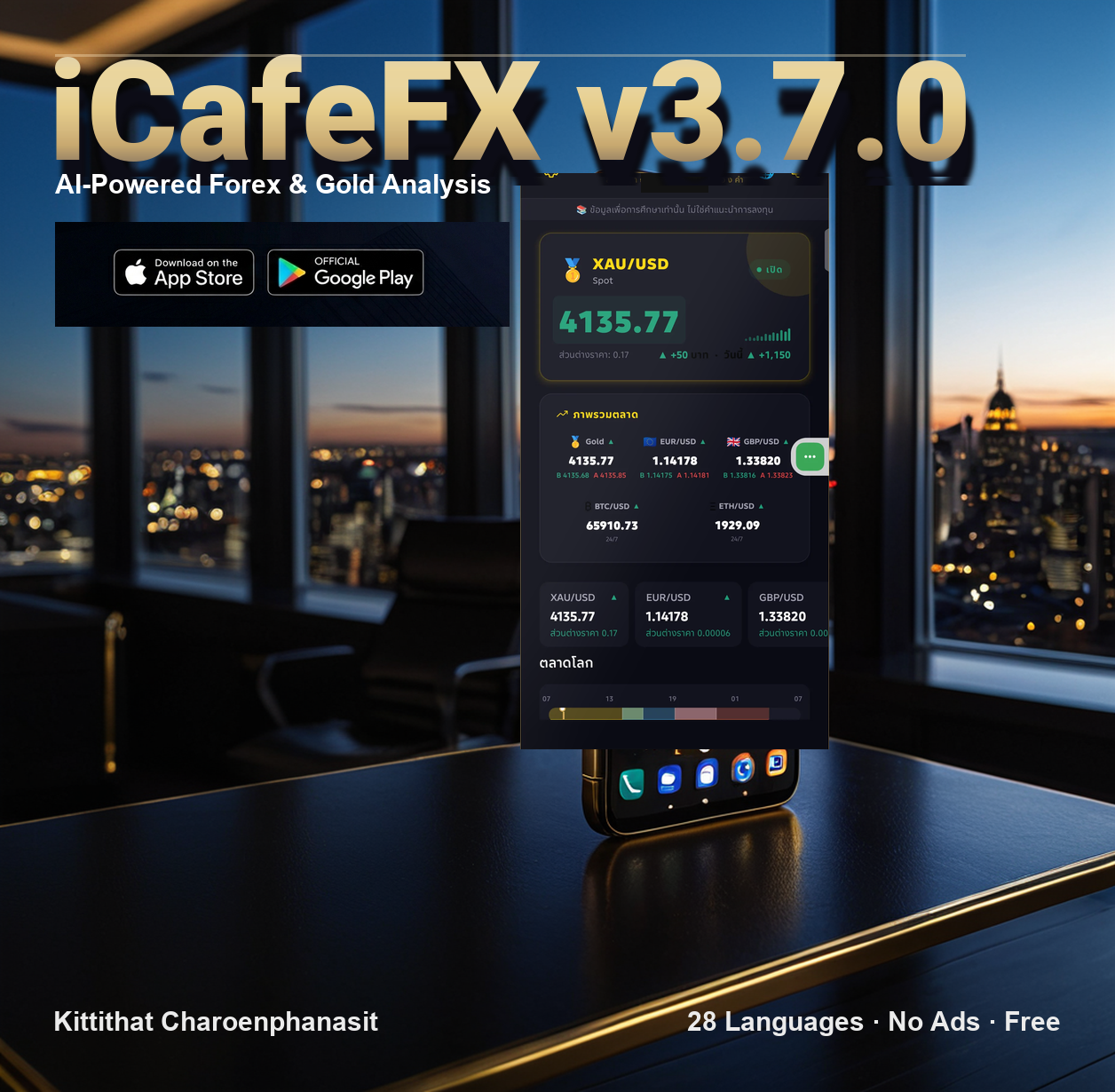 iCafeFX แอพสัญญาณเทรด Forex และทองคำ XAU/USD เวอร์ชัน 3.7.0 ฟรี สำหรับเทรดเดอร์ไทย