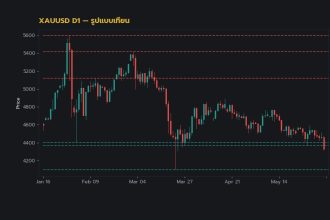 กราฟเทคนิค XAUUSD D1 รูปแบบเทียน โดย iCafeForex