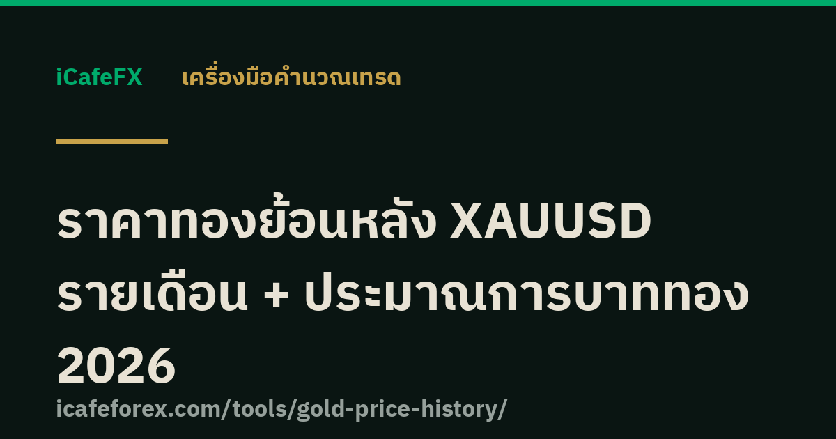 ราคาทองย้อนหลัง XAUUSD รายเดือน + ประมาณการบาททอง 2026