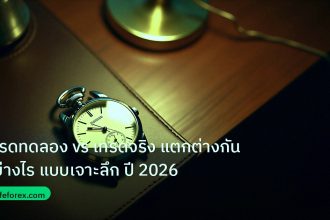 trading | เทรดทดลอง vs เทรดจริง แตกต่างกันอย่างไร แบบเจาะลึก ปี 2026