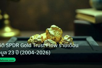 gold_daily | สถิติ SPDR Gold Trust Flow รายเดือน ข้อมูล 23 ปี (2004-2026)